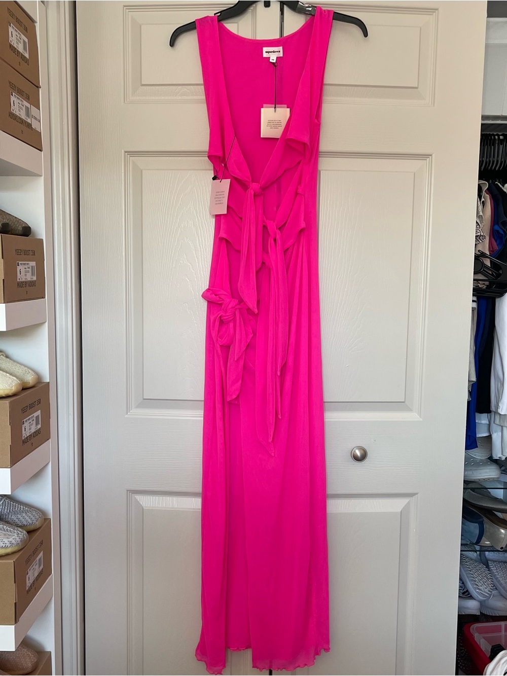NEW Revolve Superdown Nelly Sheer Maxi Dress in Hot Pink Size XS